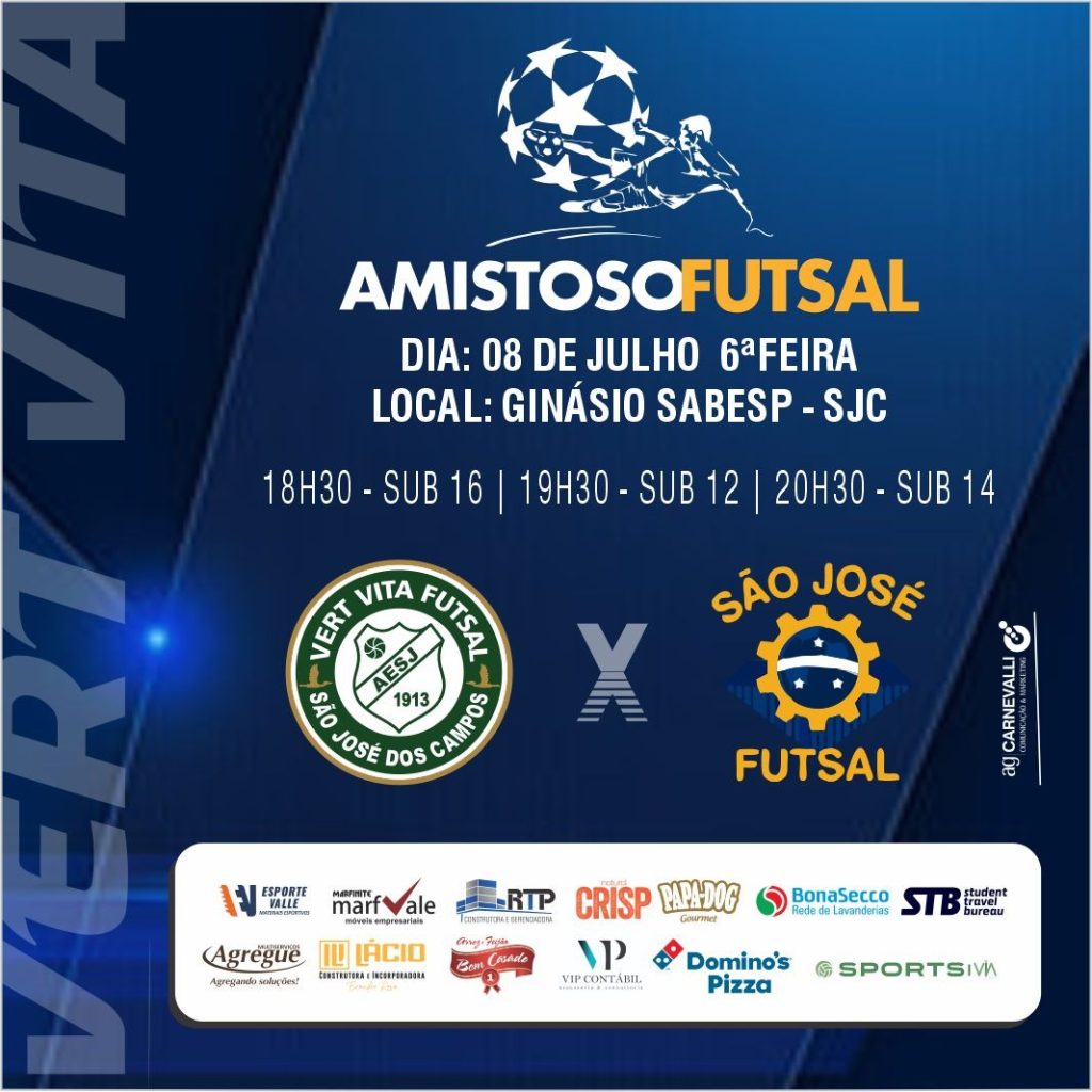 Derby joseense, nesta sexta tem São José Futsal x Vert Vita Futsal no ginásio da Sabesp!