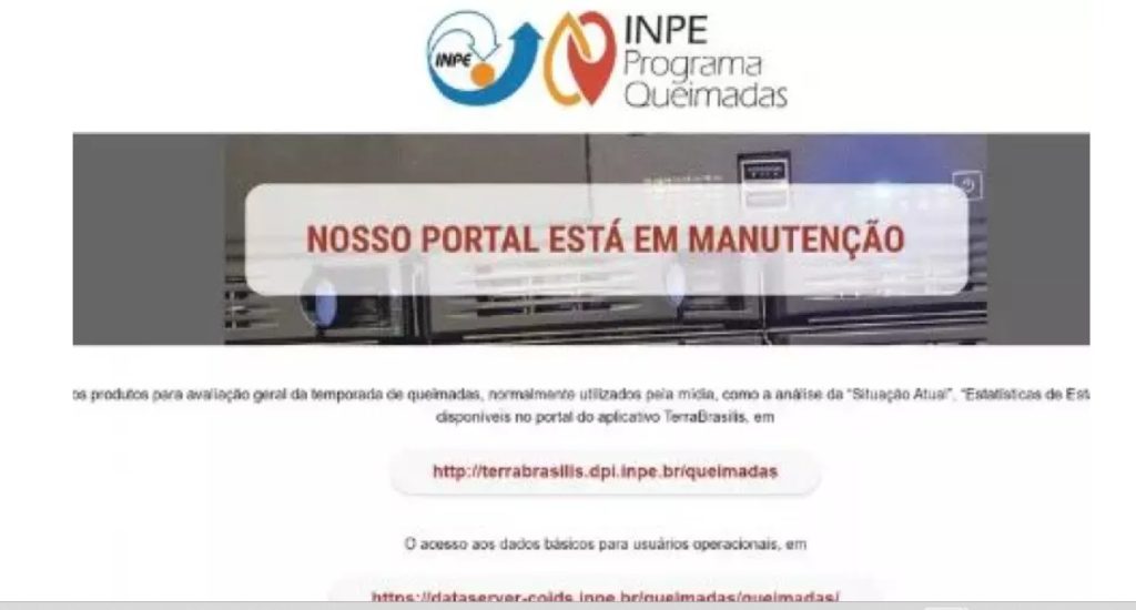 Ataque hacker força manutenção do site do INPE em base de dados sobre queimadas no Brasil