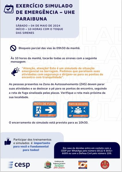 CESP faz visitas e palestras sobre exercício prático de simulado da Hidrelétrica de Paraibuna