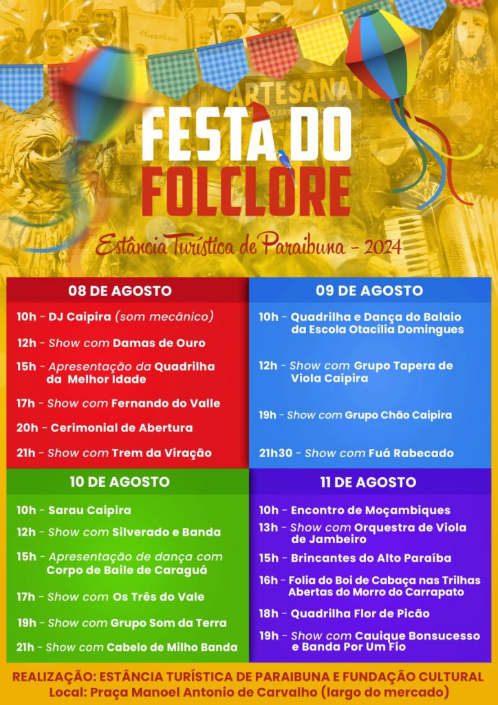 Tradicional Festa do Folclore de Paraibuna é atração neste final de semana