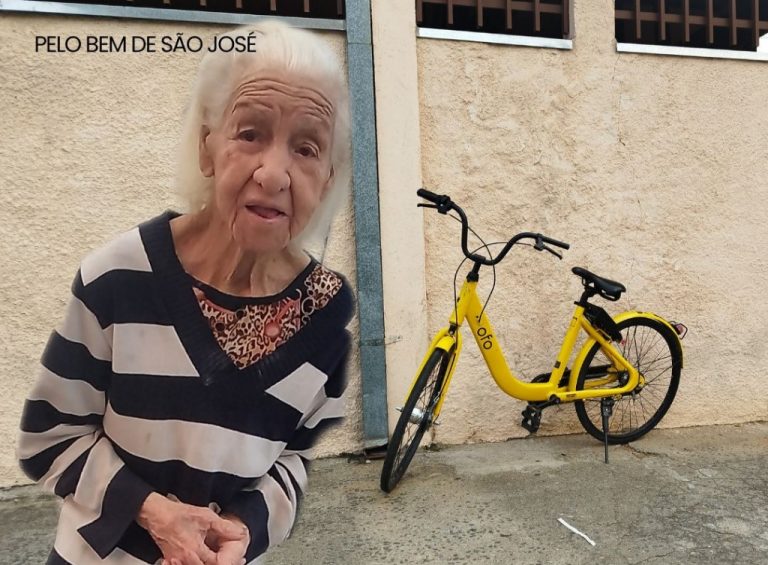 Idosa de 90 anos vigia bicicleta compartilhada por 3 horas em São José