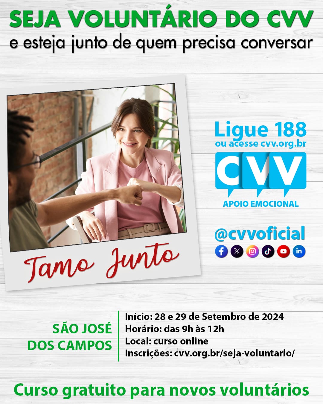 Centro de Valorização da Vida abre inscrição para novos voluntários; participe! 