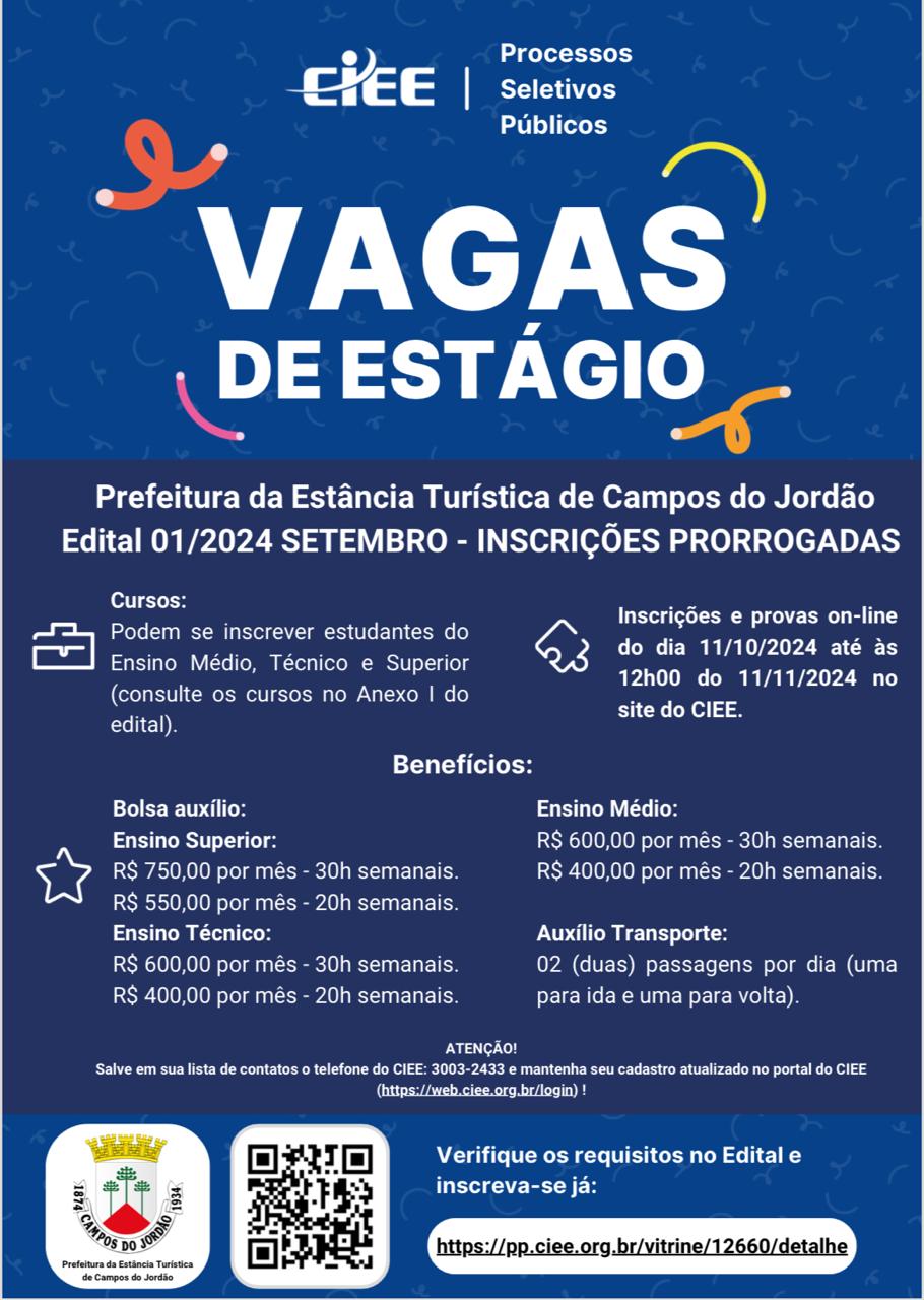 Prefeitura de Campos do Jordão abre vagas de estágio remunerado