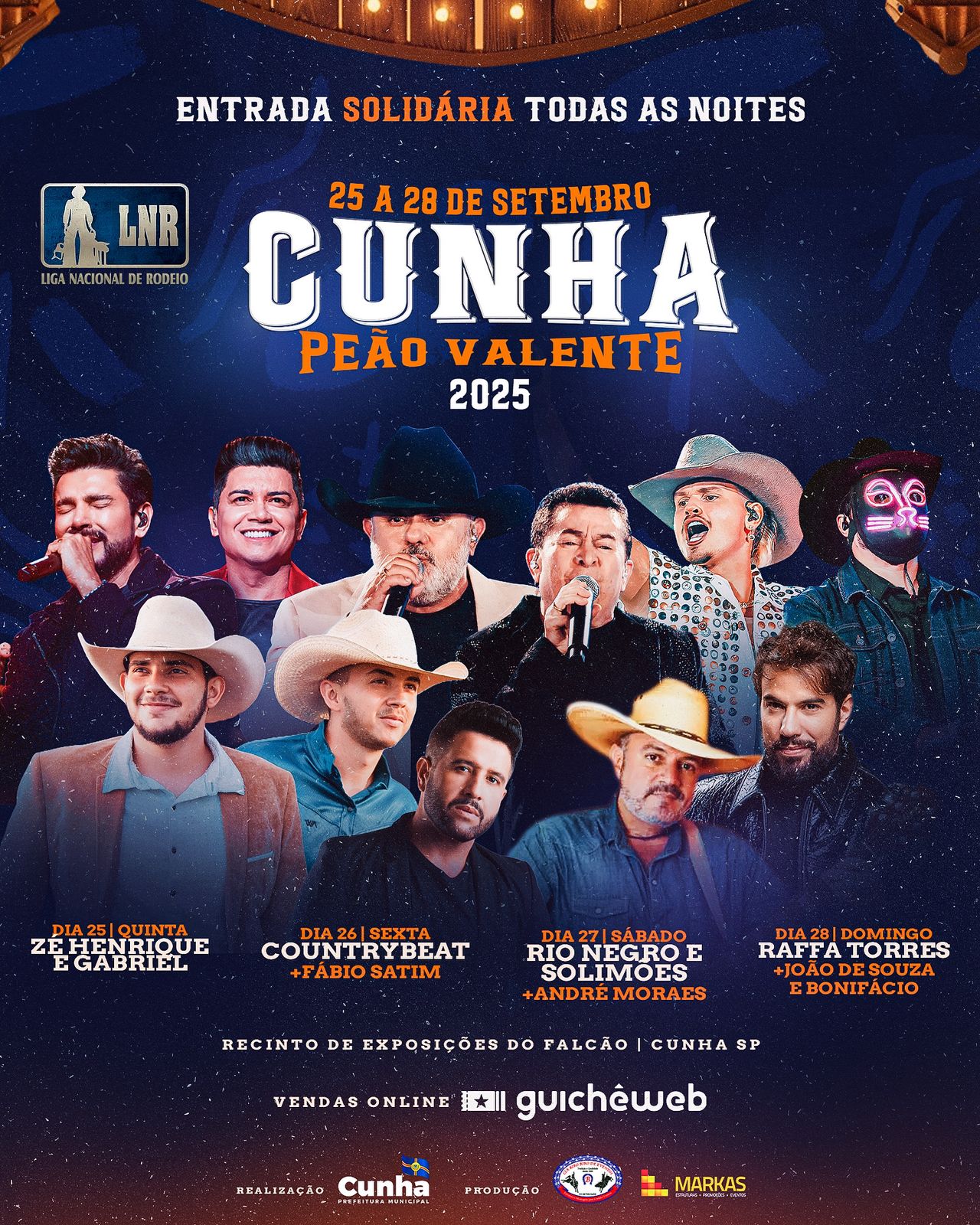 Com show de Rionegro & Solimões, Cunha divulga atrações do Rodeio Peão Valente 2025 