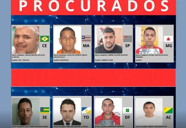 Lista dos foragidos mais procurados do país é lançada pelo Ministério da Justiça