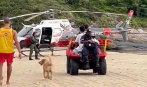 Família é salva de afogamento na Praia do Bonete, em Ilhabela, após ser arrastada por onda