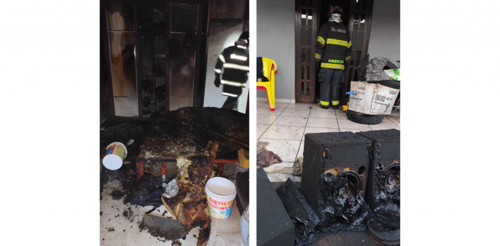 incêndio em residência no bairro Porto Novo, em Caraguatatuba.