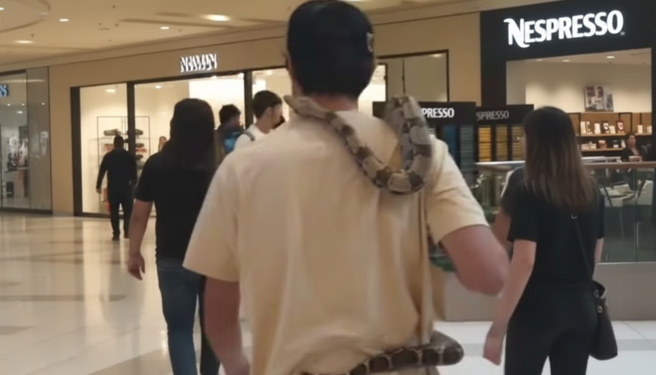 Após galinha, cobra chama atenção no maior shopping da RM Vale