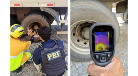 PRF utiliza câmera térmica para verificar sistema de freios de caminhões