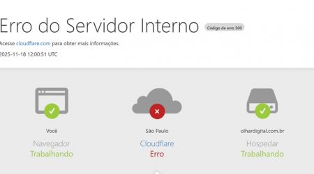 Um problema técnico na Cloudflare deixou partes da internet fora do ar na manhã desta terça-feira (18). A empresa fornece serviços de segurança e conectividade para sites e aplicativos.