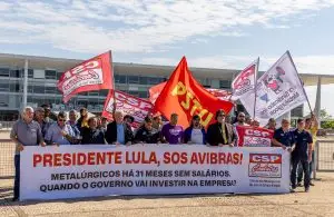 Trabalhadores da Avibras protestam em Brasília!