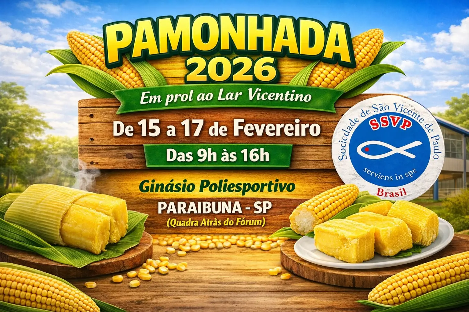 Pamonhada 2026 em Paraibuna reúne voluntários durante o Carnaval para arrecadar recursos ao Lar Vicentino