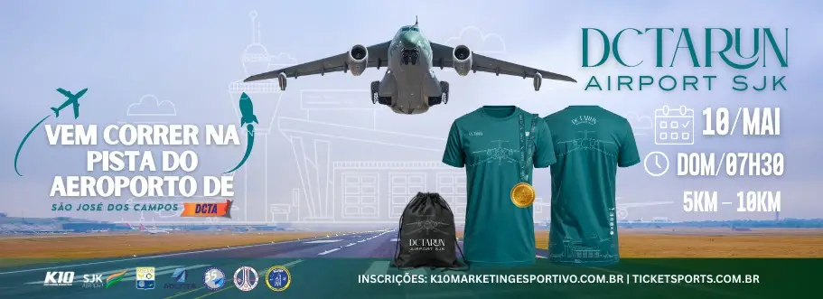 DCTA Run Airport SJK 2026 será a primeira corrida realizada na pista de pouso do Departamento de Ciência e Tecnologia Aeroespacial