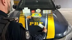 Produtos estavam escondidos em fundo falso no porta-malas de veículo abordado pela PRF