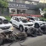 Quadrilha é presa com 2 toneladas de cabos furtados e veículos clonados de empresa de telefonia