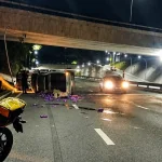 Acidente no Anel Viário deixa dois carros tombados em São José dos Campos