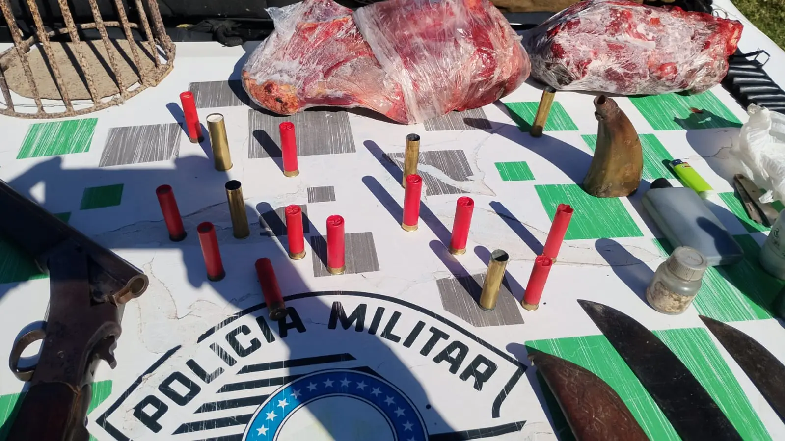 Polícia Ambiental apreende armas e carnes silvestre