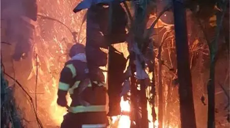 Bombeiros de Ilhabela evitam propagação de incêndio para residências na Barra Velha
