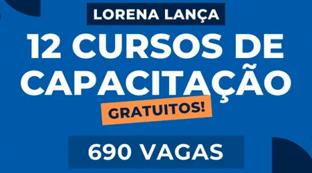 Cursos gratuitos de Lorena têm 690 vagas; inscrições terminam nesta sexta, 1º de agosto, no Paço Municipal.