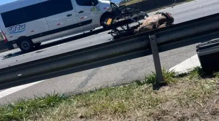 Colisão entre van e charrete deixa ferido na Via Dutra, em Lorena