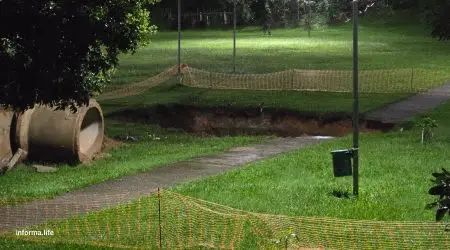 Cratera antiga ao lado do João do Pulo aumenta após período de chuvas em São José dos Campos