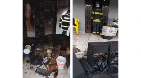 incêndio em residência no bairro Porto Novo, em Caraguatatuba.