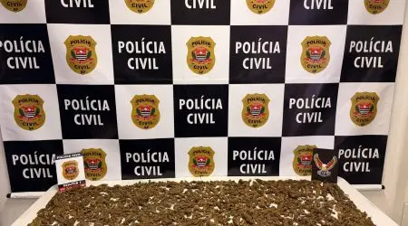 Polícia Civil apreendeu 1,9 kg de maconha durante ação contra tráfico na Vila Leonídia.