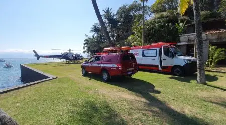 Desabamento de muro deixa operário ferido com gravidade em Ilhabela